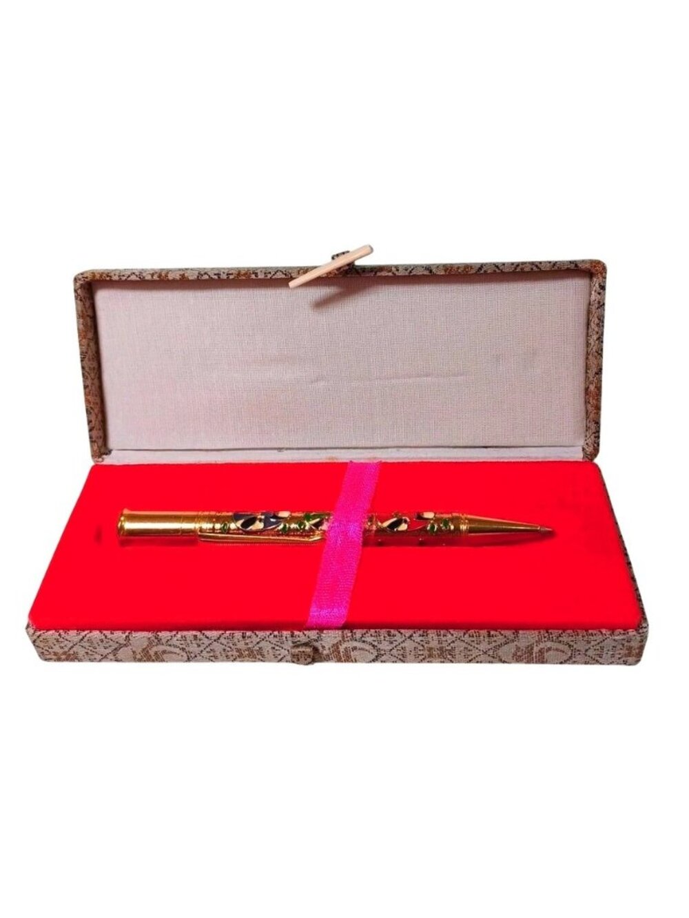 Beijing Opera Masks Gold Cloisonne Vintage Ballpoint Pen In Original Box